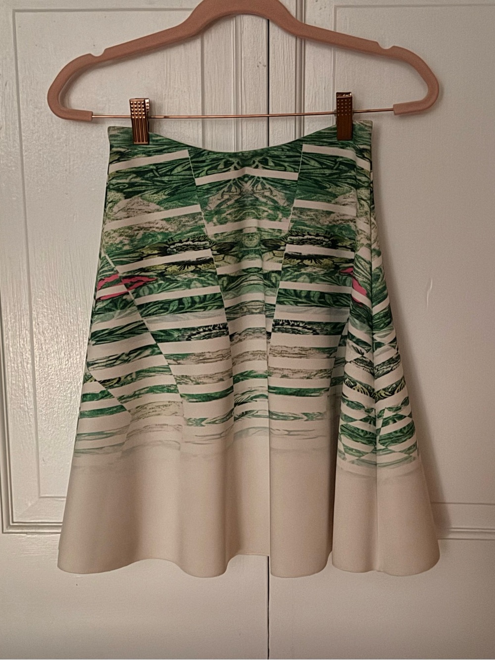 Patrizia Pepe Tropical Palm Print A-Line Flared Skirt Made in Italy Sz 38 US 2